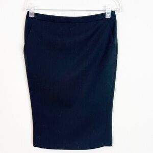 KILTIE BLACK WOOL PENCIL SKIRT WITH BUCKLE DETAIL WOMENS SZ 4
